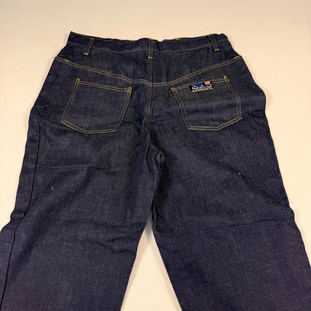 Stallion Straight Leg Jeans L Blue Indigo High Rise Made in USA Cotton Denim